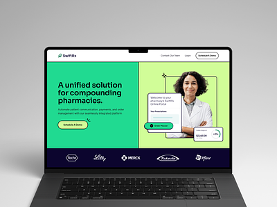 SwiftRx- Pharmacy Management Platform brutalism clean colour pop colourful ui concept design hero section landing page landing page design minimal modern ui pharmacy pharmacy app pop ui uidesign web web design website design