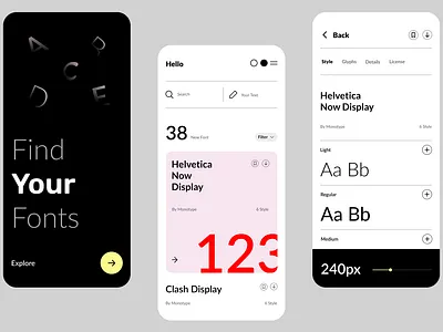 Font Finder App Design branding dailyui design graphic design illustration logo typography ui ux vector