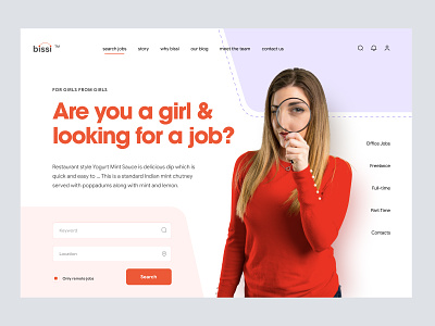 Bissi - Job Finder SaaS Company Header call to action cta design header hero hero form homepage interface job landing landing page ui web web design website