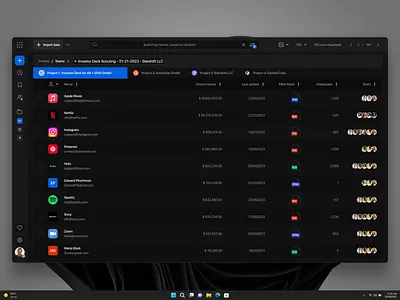 Investment Analytics - Web Dashboard agency analytics business catalyst dark dashboard excel finance investement logo open project table webapp website