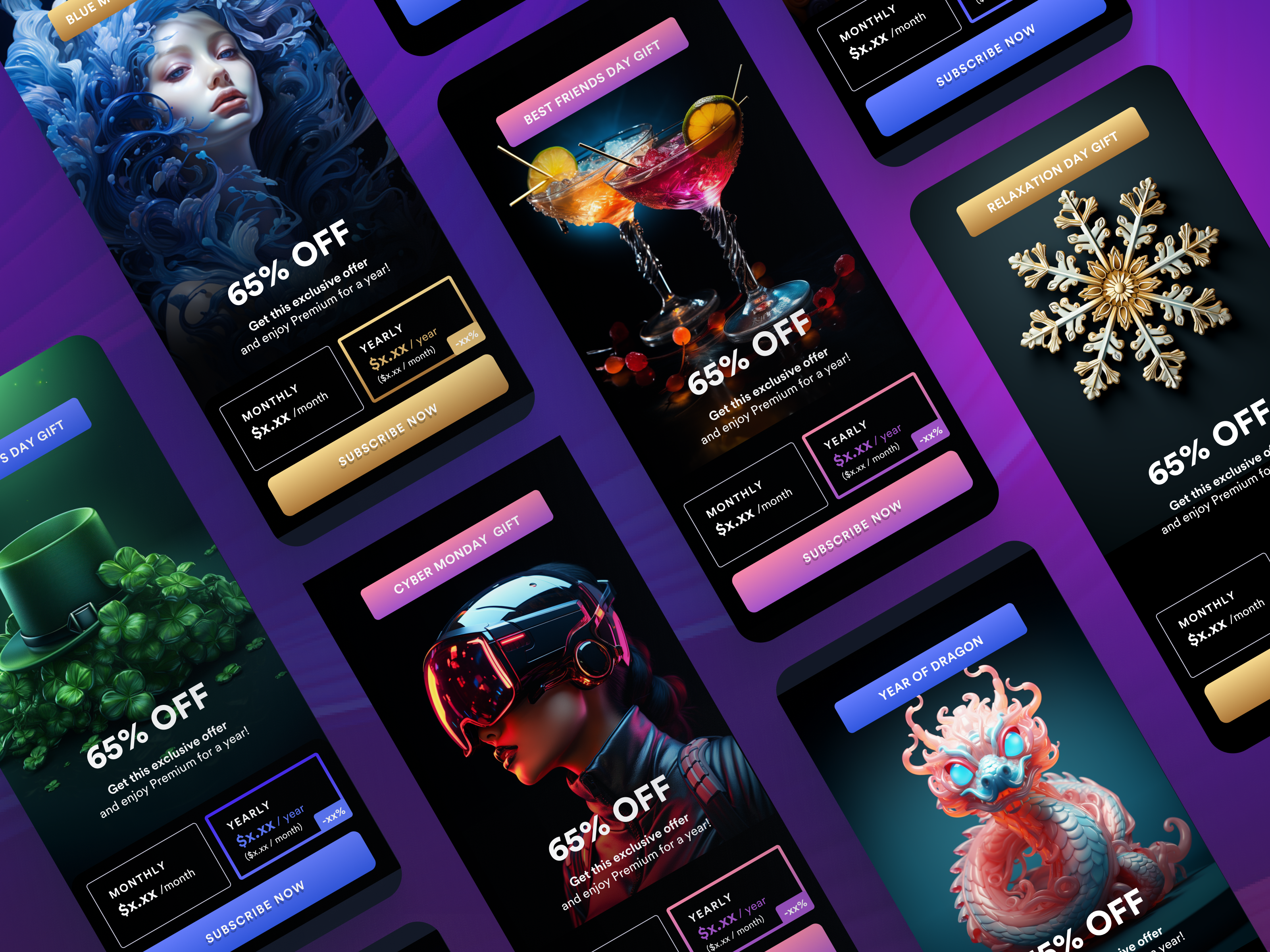 App Monetization UI Kit app black friday cyber monday growth holidays midjourney monetization offer promotion purchase subscribers subscription timer ui ux