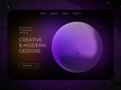 Portfolio concept, UI space aesthetic 3d branding concept cosmos creative design futurism inspiration minimalism moon neon space ui ux ui website