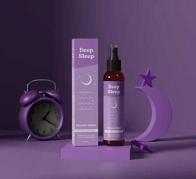 DEEP SLEEP PILLOW SPRAY 3d 3d modeling 3d rendering blender3d bottle box packaging design branding cosmetic packaging design graphic design illustration label design logo modeling packaging packaging design photoshop product product design product visualization