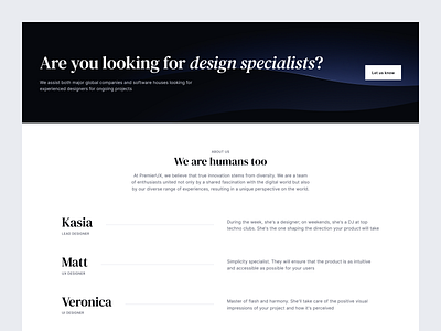 UX Agency | CTA + Team Section about us agency cta design landing page serif team ui web web design