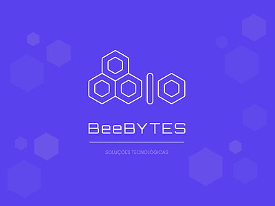 Logo Design Bee honey comb bee bynary bytes hex hexagonal logo purple