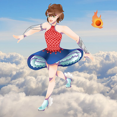 Short animation of a flying girl 2d animation bone animation illustration motion graphics