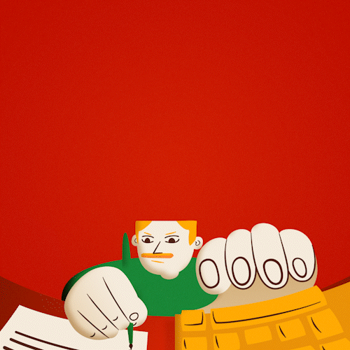 Working animation 2d animation burger king character hands keyboard man motion graphics office paper typing writing