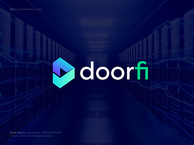 Doorfi app brand identity branding d d letter modern logo design gradient icon logo logo designer mark modern logos security selected symbol tech tech startup tickmark trendy logo verified