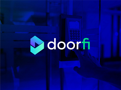 Doorfi app brand identity branding d d letter modern logo design gradient icon logo logo designer mark modern logos security selected symbol tech tech startup tickmark trendy logo verified