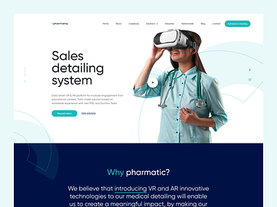 Pharmatiq - UI Design header landing page medical mixed reality sales landing ui ui design virtual reality website