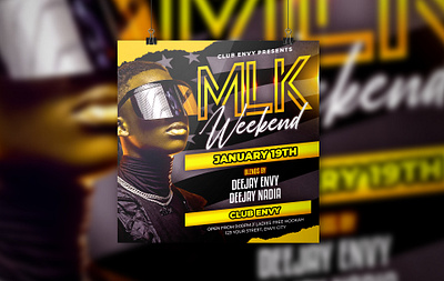 MLK Weekend Party Flyer after work party bash club flyer club party design girls night out ladies night mlk mlkday mlkparty neon
