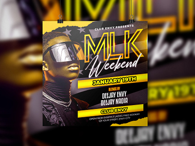MLK Weekend Party Flyer after work party bash club flyer club party design girls night out ladies night mlk mlkday mlkparty neon
