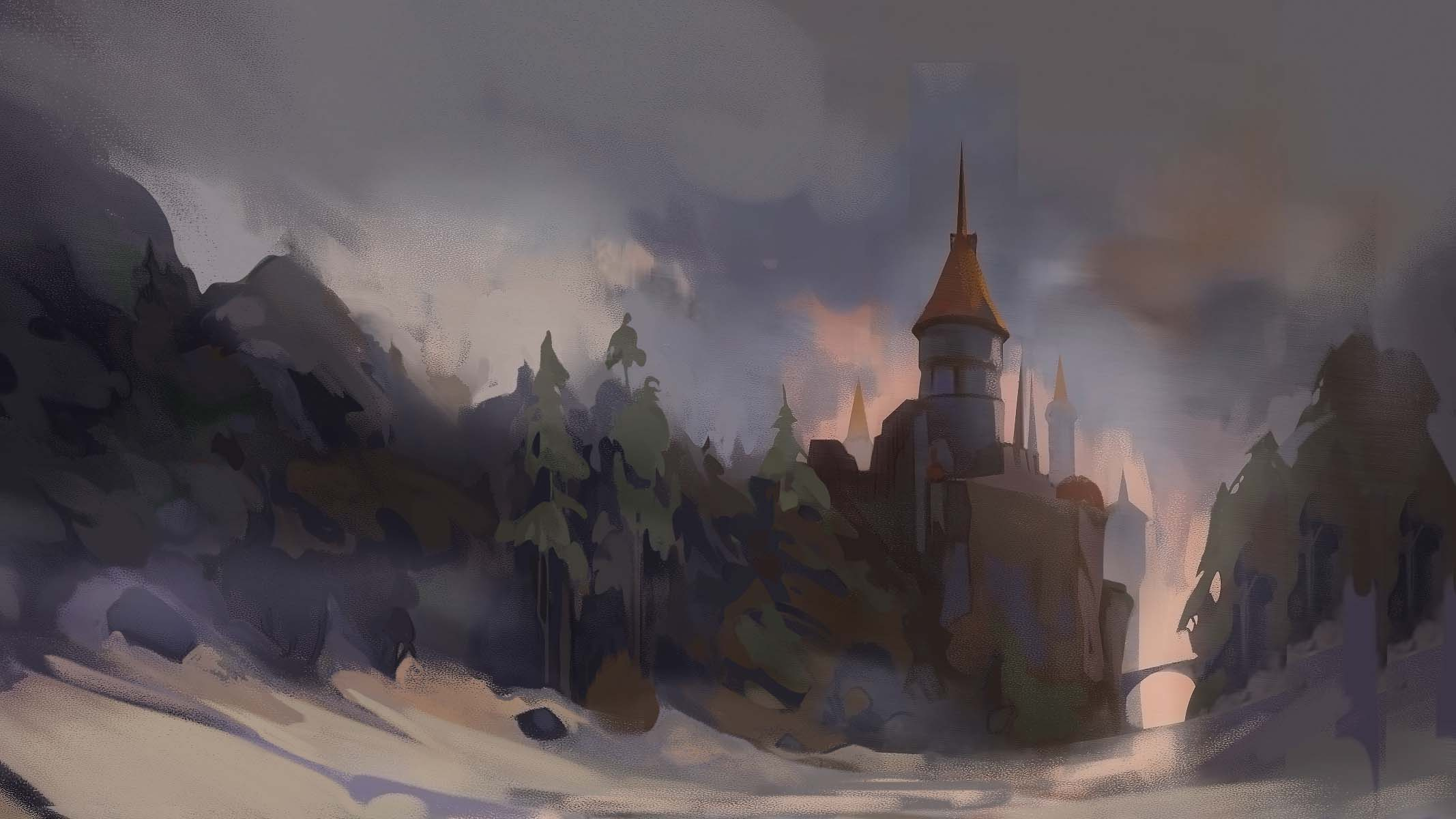 Castle #4 castle environment forest illustration mountain winter