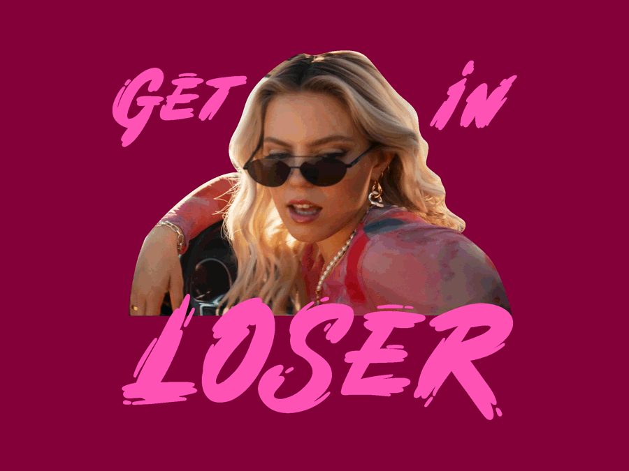 Mean Girls (2024) Giphy Sticker - Get in Loser 2024 animation get in loser gif giphy giphy sticker hand lettering jordan kay mean girls pink splash
