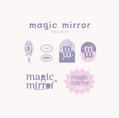 Logo Group for MMB 2000s barbie branding lilac logo millenial mirror pink purple retro