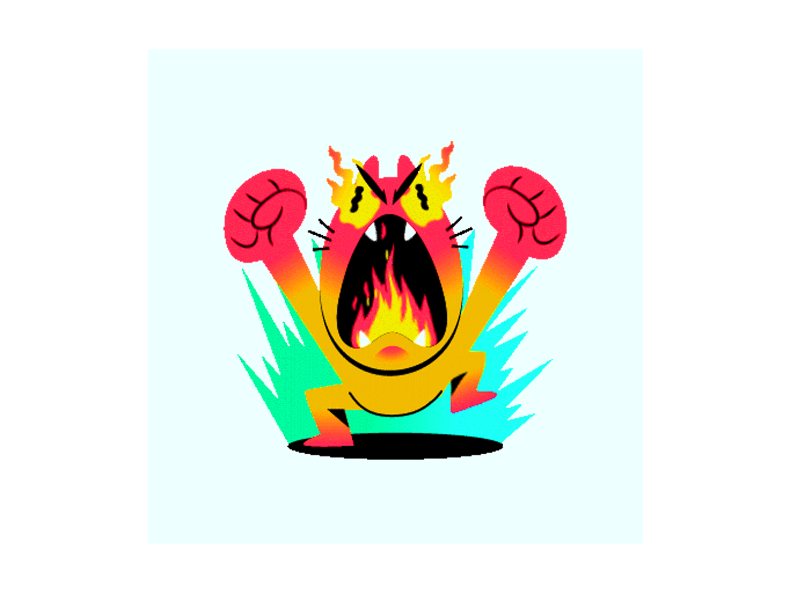 Anger - DM Sticker animation cat character design dm sticker expression fire gradient illustration mad motion graphics sticker