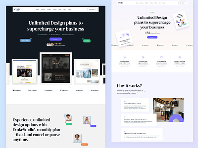 Evoke Studio - Unlimited design subscription agency design sass design subscription framer graphic design nocode template noocode productized responsive design ui unlimited designs web design webflow