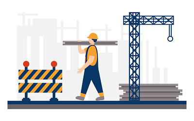 Building construction flat illustration build building construction worker