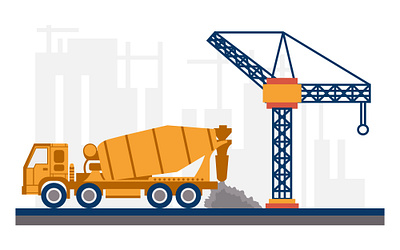 Building construction flat illustration building construction manufacture worker