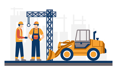 building construction flat illustration construction worker