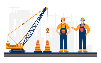 building construction flat illustration building construction worker