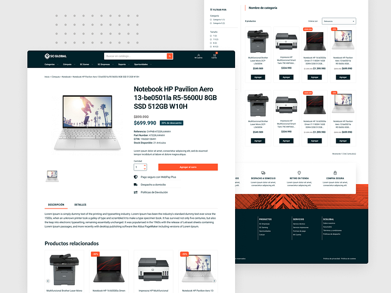 SCGlobal.cl ecommerce figma ui ux web design