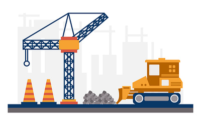 building construction flat illustration building construction crane truck