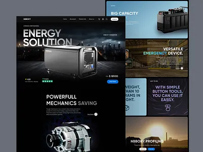 NBBOKY Generator - Landing Page company dark detail ecommerce electric energy engine generator genset landing mode online page power product profile shop ui website