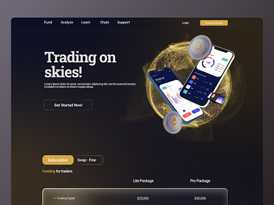 Trading platform landing Dark app crypto design forex graphic design trade ui
