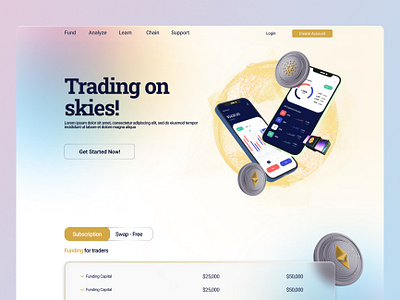 Trading platform landing Light app crypto design forex graphic design trade ui