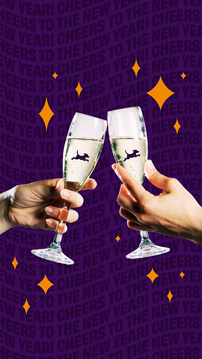 Cheers to a New Year! ~ 2024 animation cheers gif glasses clinking graphic design marketing new year new year 2024 social media visual design
