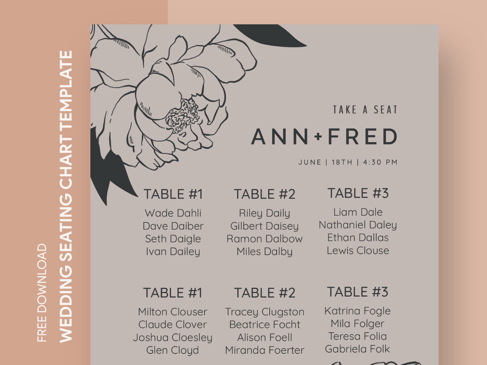 Vintage Wedding Seating Chart Free Google Docs Template by Free Google