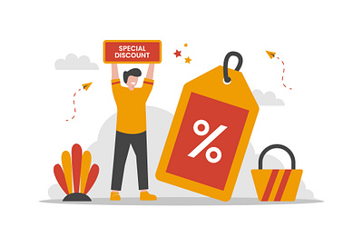 Sale and Offer flat vector illustration advertisement