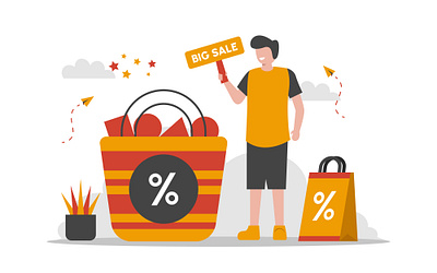 Sale and Offer flat vector illustration advertisement