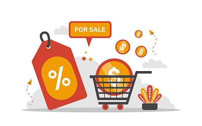 Sale and Offer flat vector illustration advertisement