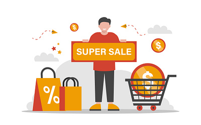 Sale and Offer flat vector illustration advertisement