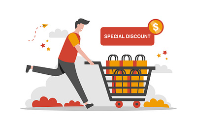 Sale and Offer flat vector illustration advertisement