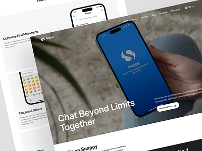 Snappy - Message App Landing Page chat chatting chatting app clean communication community design landing landing page message app message landing message landing page messager messaging messaging app messanger minimalist talk ui website
