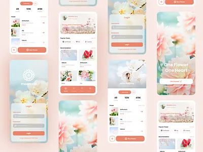 Flower App app art artwork design figma final design flower graphic design high fidelity icon mobile mock up ui ui kit uiux user interface wireframe