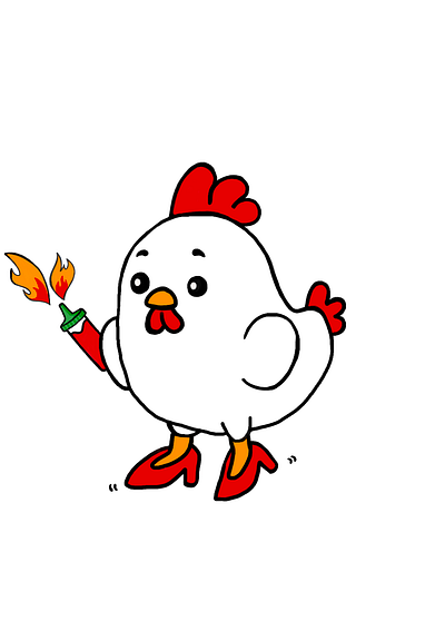 Chicken doodle branding cartoon character chicken illustration logo