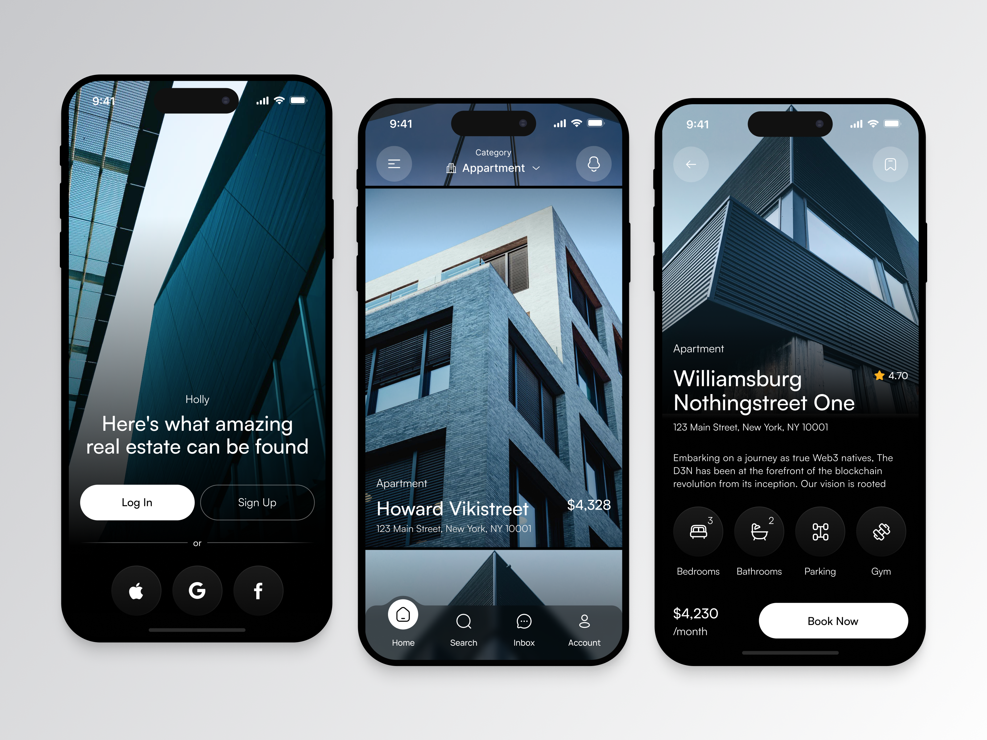 Holly - Real Estate Mobile App apartment app home mobile app mobile design property property search real estate real estate app ui kit