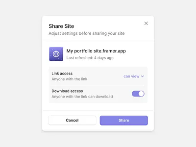 Share Modal design dialog invite modal popup product design saas share ui ux