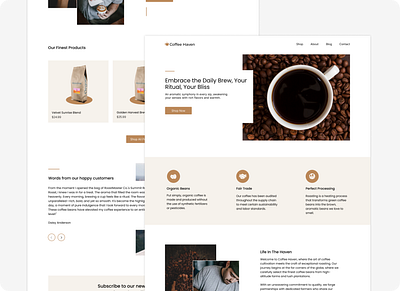 Coffee Haven Landing Page Design branding coffee design desktop figma graphic design illustration landing page logo mood responsive ui vector web design