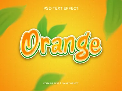 Orange with leaves ornament text effect design fresh fruit fruity graphic design juice leaf leaves orange text effect
