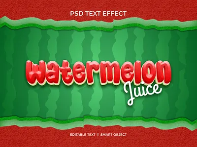 Watermelon juice text effect fresh fruit fruity graphic design juice psd text effect text effect tropical watermelon