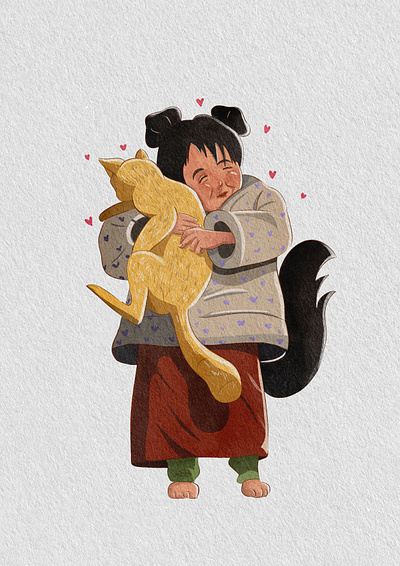 Character design practice- A little girl and her cat XD character characterdesign design designer freelancer graphic design illustartion photoshop rendering