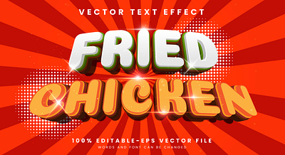 Fried Chicken 3d editable text style Template 3d text effect burger celebration chicken recipe cooked crispy fried chicken crunchy delicious dinner fast food fried chicken graphic design hot illustration nutrition restaurant snack spicy summer recipe vector text mockup