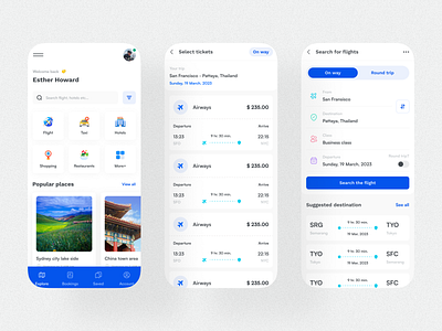 Travel Booking Apps UI Design android application best blue clean design flight booking hire interface ios minimal mobile top travelling ui ux ux design