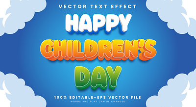 Happy Children Day 3d editable text style Template 3d text effect celebrate the future celebrations child care child education childhood children banner children day dreams funny graphic design happy childrens day text illustration kids game knowledge playground soft text super kids surprises vector text mockup