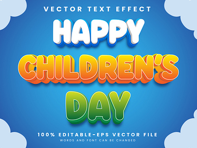 Happy Children Day 3d editable text style Template 3d text effect celebrate the future celebrations child care child education childhood children banner children day dreams funny graphic design happy childrens day text illustration kids game knowledge playground soft text super kids surprises vector text mockup
